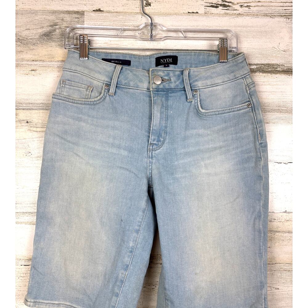 NYDJ Womens 2 Light Blue Briella 11" Rise Denim Roll Cuff Shorts NEW